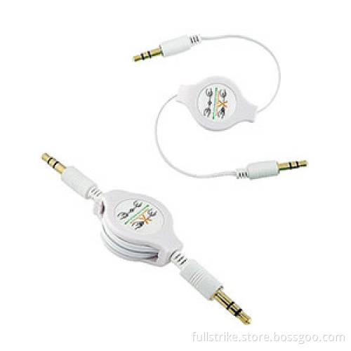 3.5mm Audio Retractable Data Cable for iPod /iPhone/ iPad/ MP3 Players 75cm Length